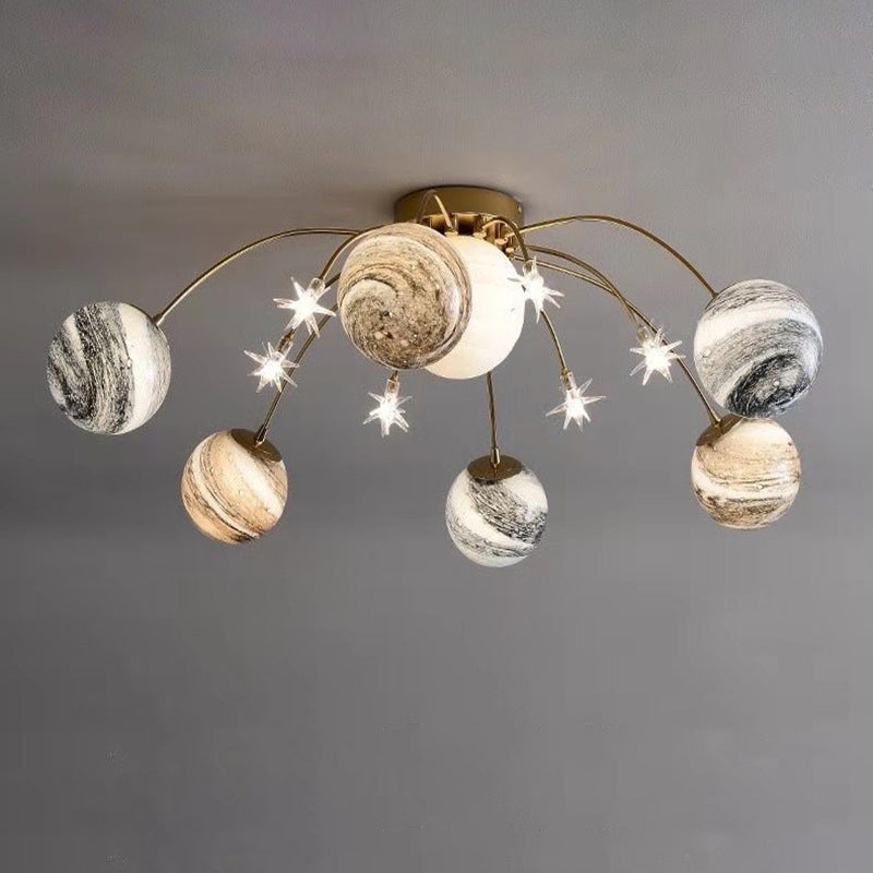 AetherGlobe Kinder Deckenleuchte | Nordic Design | 13 Glaskugeln | Halb-Aufbau-Montage | Deko für Kinderzimmer