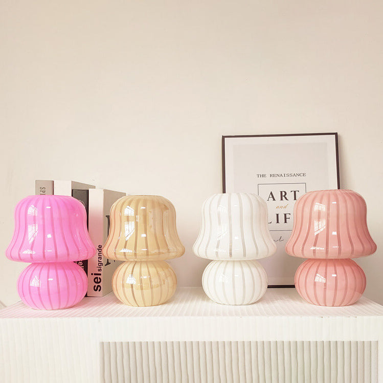 MushLume Glas Tischlampe | Französisches Design | Handgefertigt | Pilzform | Deko & Beleuchtung