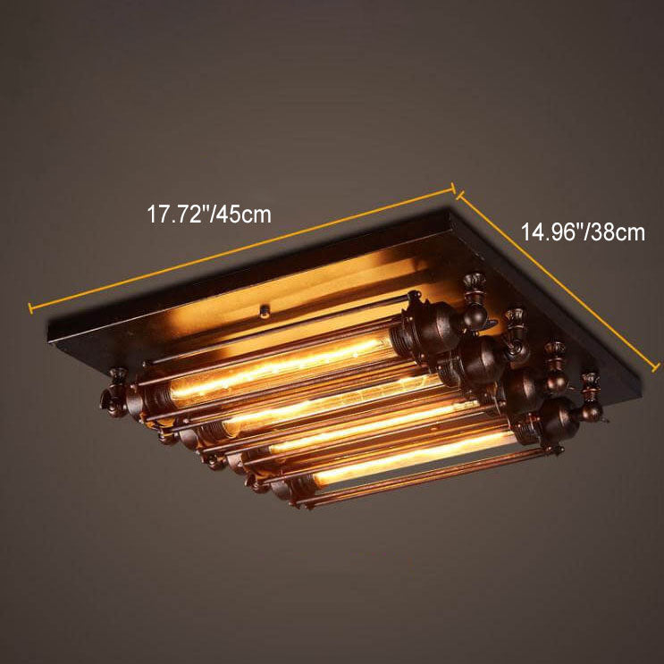 IronLuxe Industrielle Deckenleuchte | 4-flammig | Glas- & Eisenstreifen | Nostalgisches Design | Für Wohnzimmer & Esszimmer