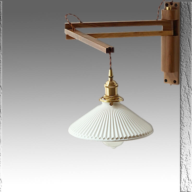 LumiFold Nordic Design Wandlampe | Milchweißes Glas | Holzdesign | Verstellbar | Stilvoll für Zuhause