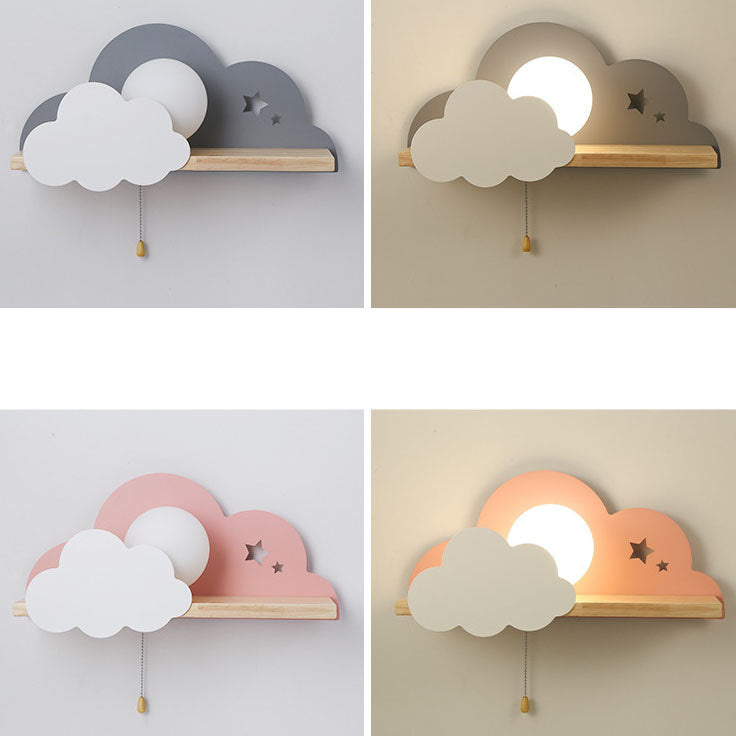 Cloudora Nordic Wandlampe | Glas & Holz | Einzigartiges Wolkendesign | Stimmungslicht für Zuhause
