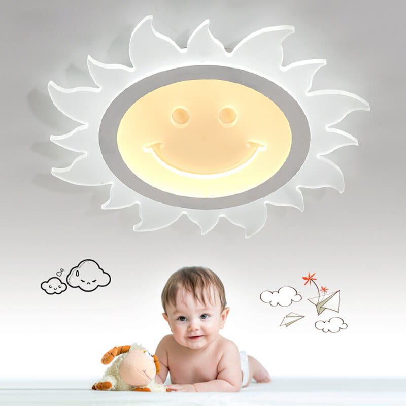 SunnyGlow Smiley LED Deckenleuchte | Cartoon Design | Warm- & Weißlicht | Dimmbar | Kinderzimmer