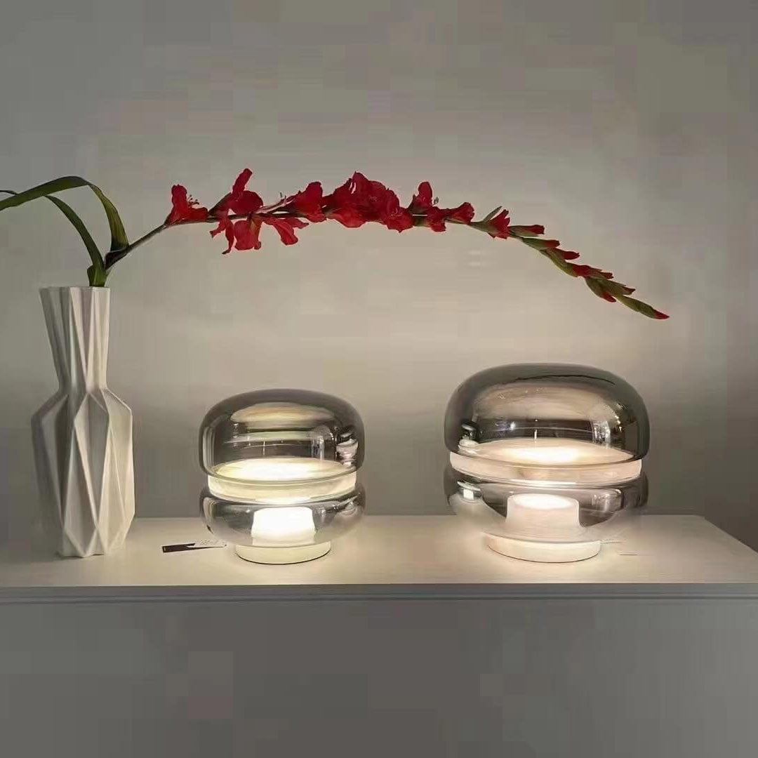 Illumivis LED Tischlampe | Klarglas & Marmor-Sockel | Luxuriöses Design | Modernes Stimmungslicht