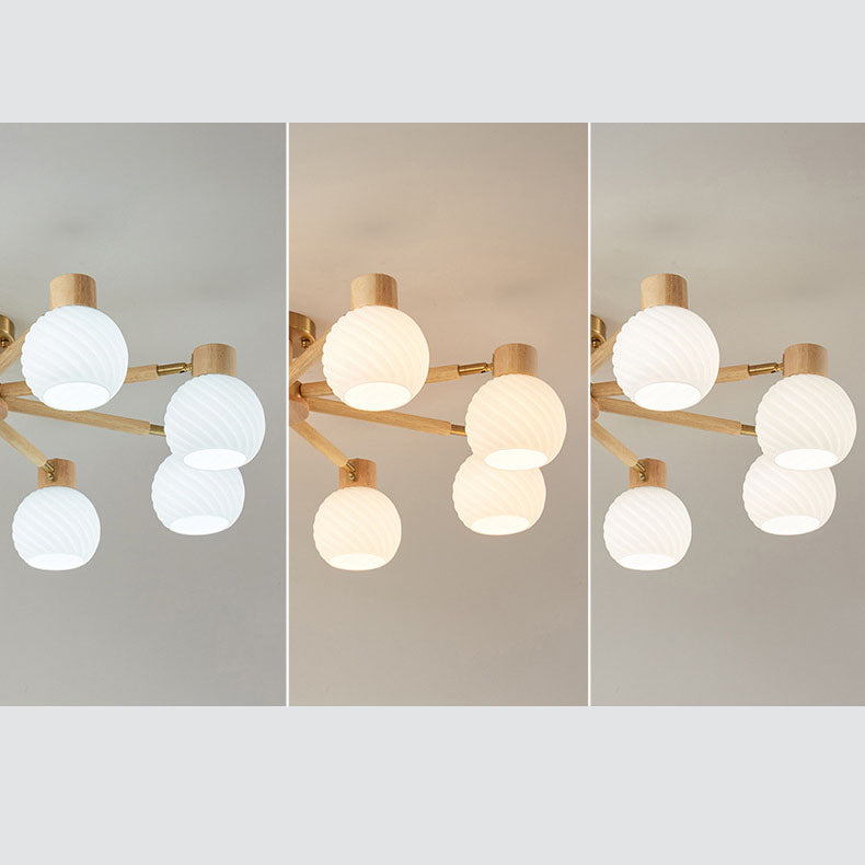 TranquiLight Wabi-Sabi Deckenleuchte | Minimalistisches Design | Holz & Glas | 3/6/8-Licht Lampe