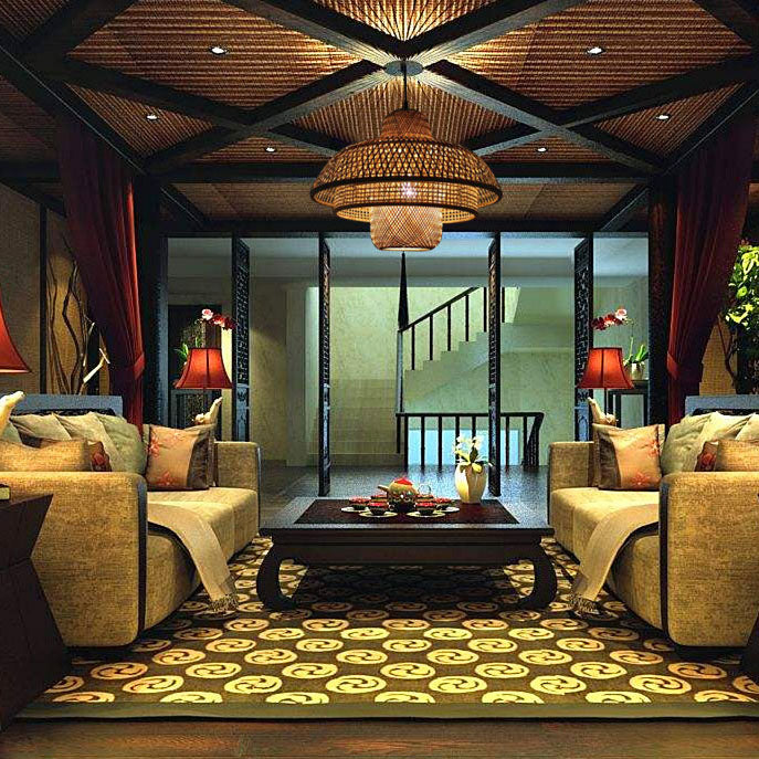 KashiLight Japanische Vintage Bambus-Pendelleuchte | Natürlicher Stil | 1-Flammig