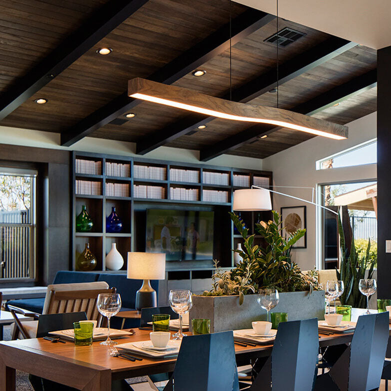 ZenWave Japanisches Wabi-Sabi LED Pendellicht | Holzoptik | Inselleuchte | Warmes Ambientelicht