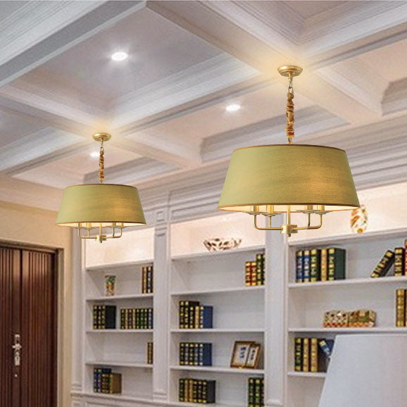 AetherGlow Vintage Design Pendelleuchte | 4-Licht | Klassisches Eisen & Stoff | Für Esszimmer & Wohnzimmer