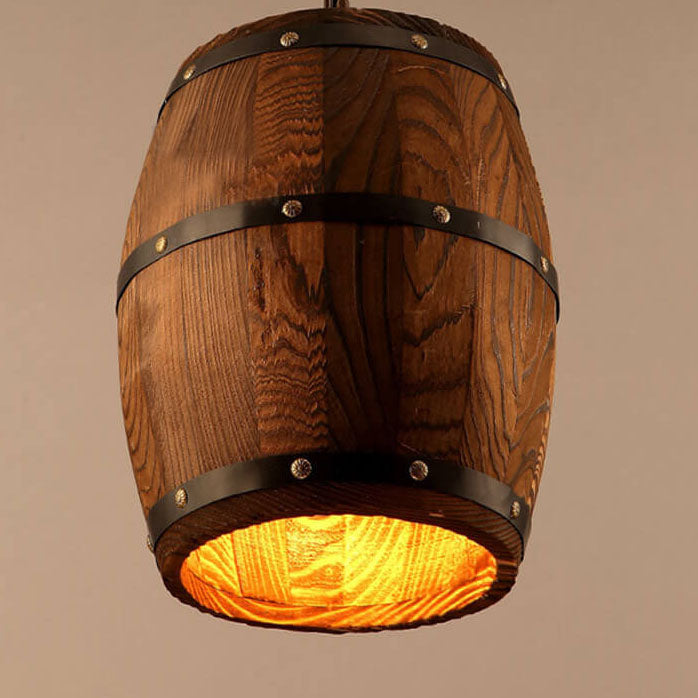 BarrelGlow Vintage Pendelleuchte | Holz-Weinfass-Design | 1-flammig | Rustikale Beleuchtung
