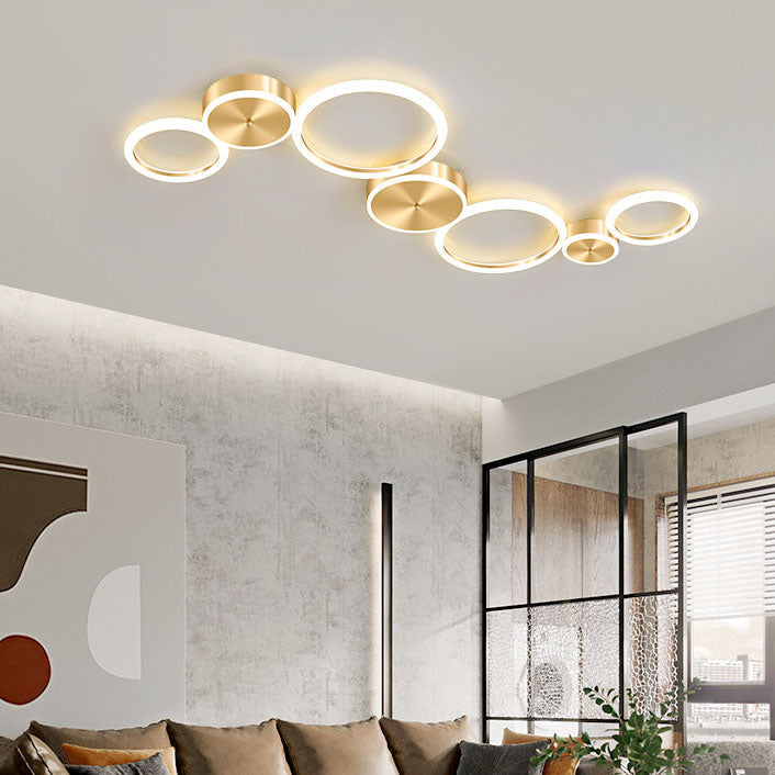 AurumGlow LED Deckenleuchte | Modernes Golden Circle Design | Acryl Flush Mount | Luxus Beleuchtung