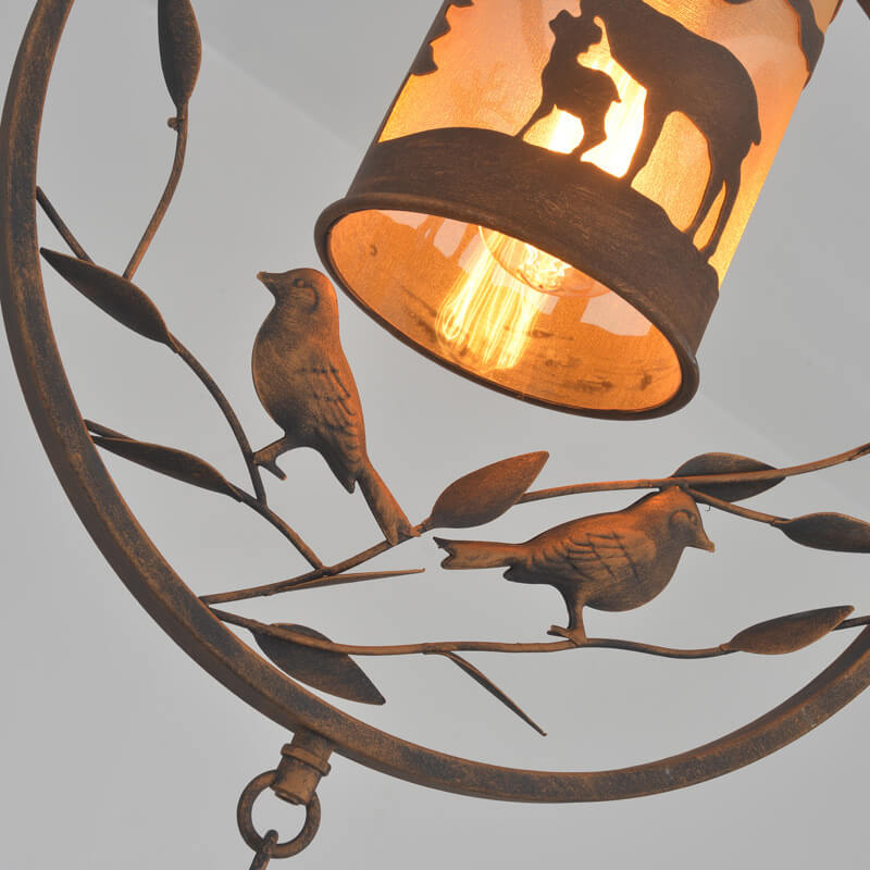 Animar Vintage Pendelleuchte | Runde Trapezform | Tier-Design | 1-flammig | Wohnzimmer-Beleuchtung