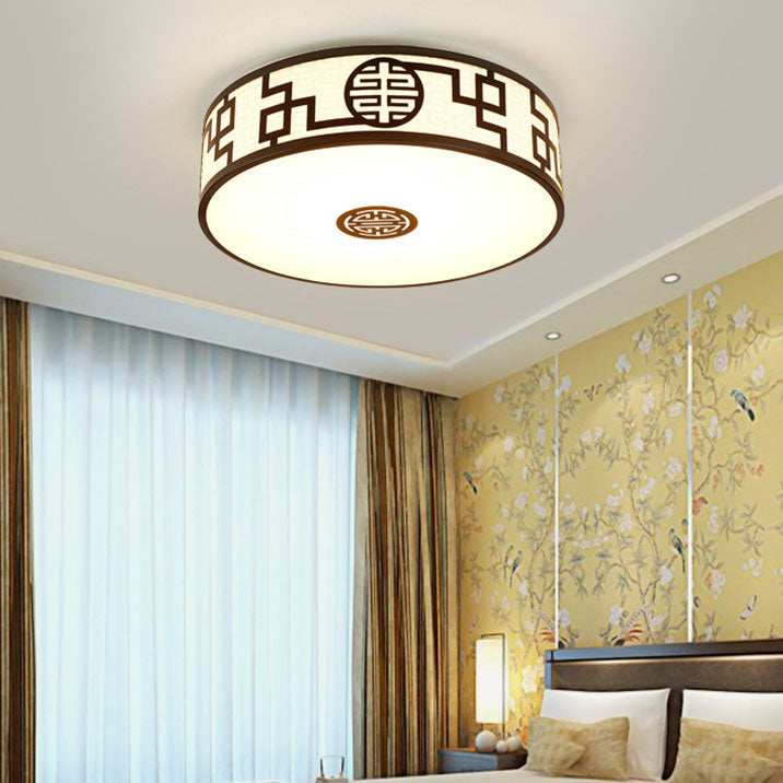 LunaHalo LED Deckenleuchte | Modernes Chinesisches Design | Runder Stoffschirm | Dimmbar