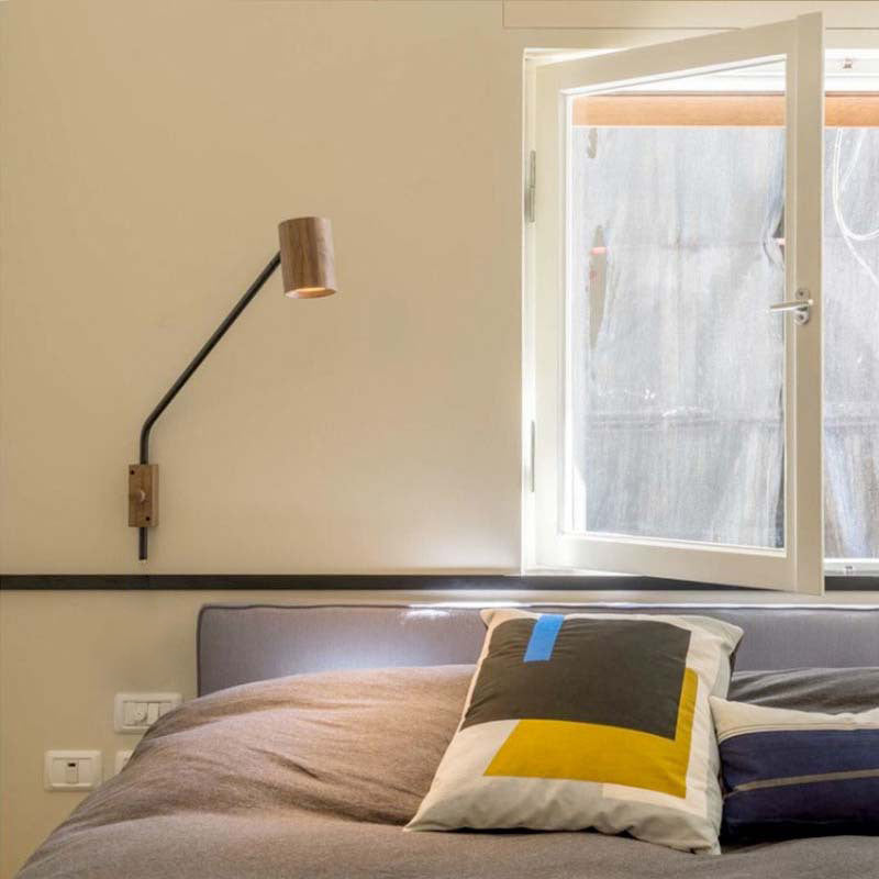 LumeCraft Holz-Zylinder Wandleuchte | Minimalistisches Design | Schlafzimmerbeleuchtung | 1-flammig