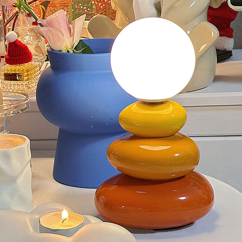 Pebluxe Minimalistische LED Tischlampe | Keramik & Glas | USB-Anschluss | Elegante Beleuchtung für Zuhause & Büro