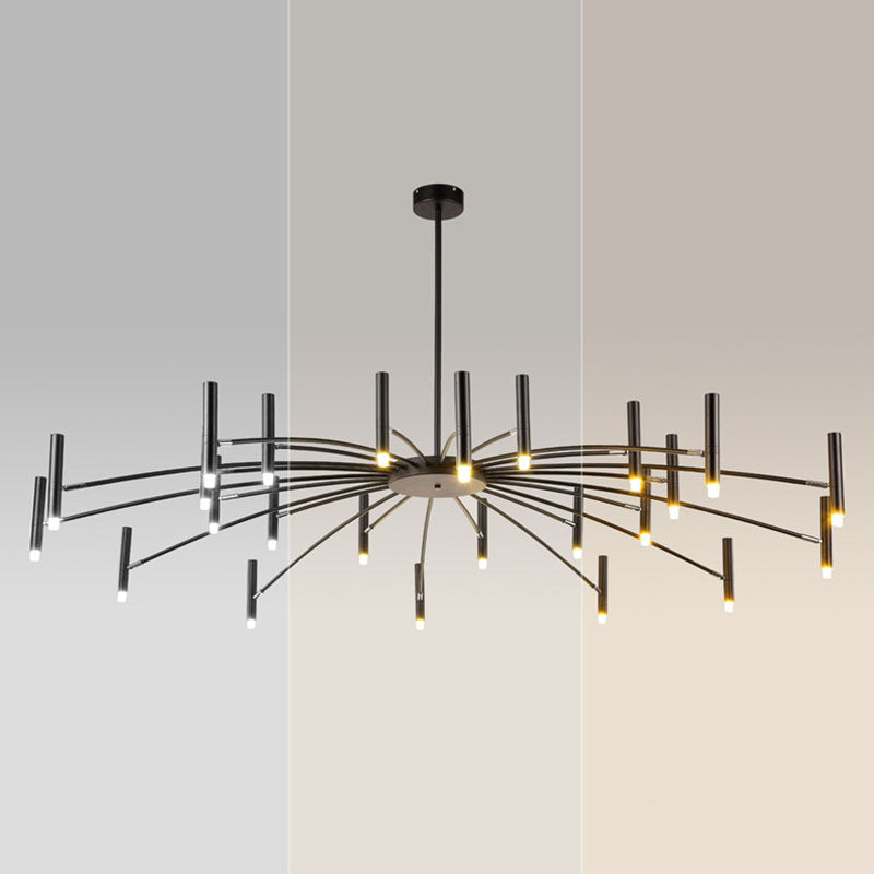 RadiaNova Kronleuchter im skandinavischen Stil | Runde Radioaktive Optik | 12/24 Lichter | Eisen & Aluminium für Wohnzimmer