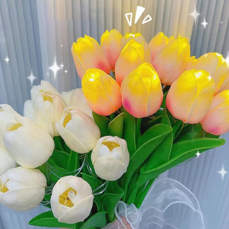 Florina TulipGlow LED Tischlampe | Tiffany-Stil | Blumen-Dekoration | 10/15-Licht-Design