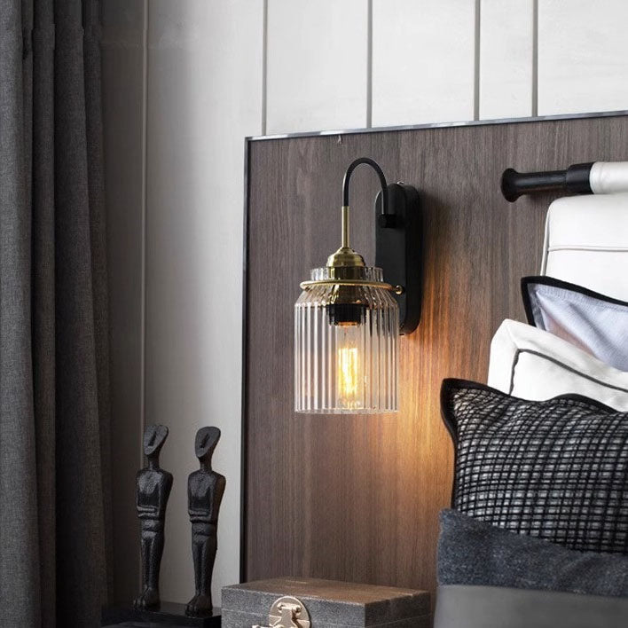 Cylindrix Schlafzimmer-Wandleuchte | Modernes Luxusdesign | Eisen & Glas | 1-flammig