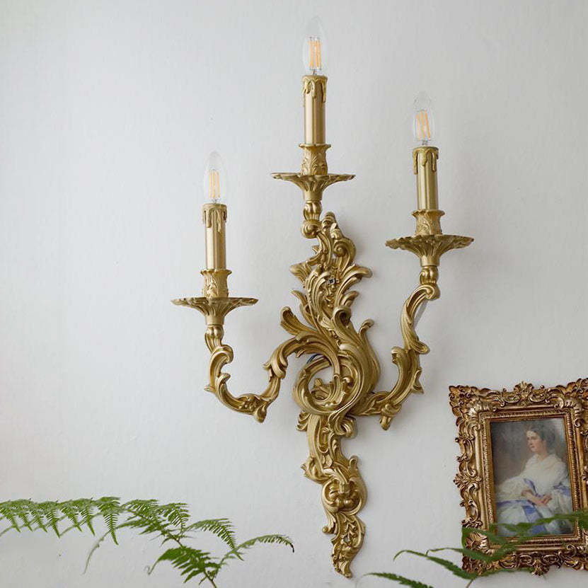 ÉclatLuxe Französische Wandleuchte | Messing Candelabra | 2/3 Flammen | Klassisches Design für Schlafzimmer