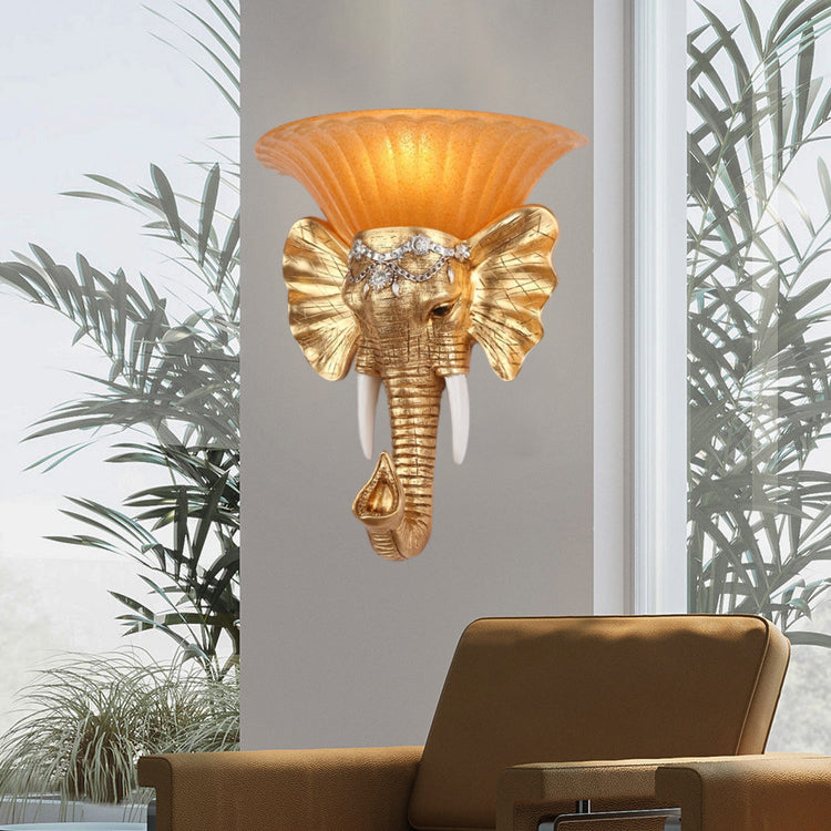ElephantGlow Wandleuchte | Vintage Design | Harz-Lampenkörper | 1-flammig | Kreative Wandbeleuchtung