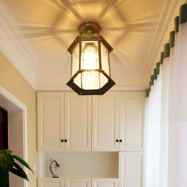 HexaLux Außenlaterne Deckenleuchte | Wasserdicht | Hexagonales Design | Semi-Aufbau-Montage