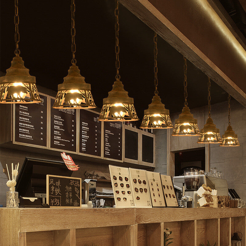 Animar Vintage Pendelleuchte | Runde Trapezform | Tier-Design | 1-flammig | Wohnzimmer-Beleuchtung