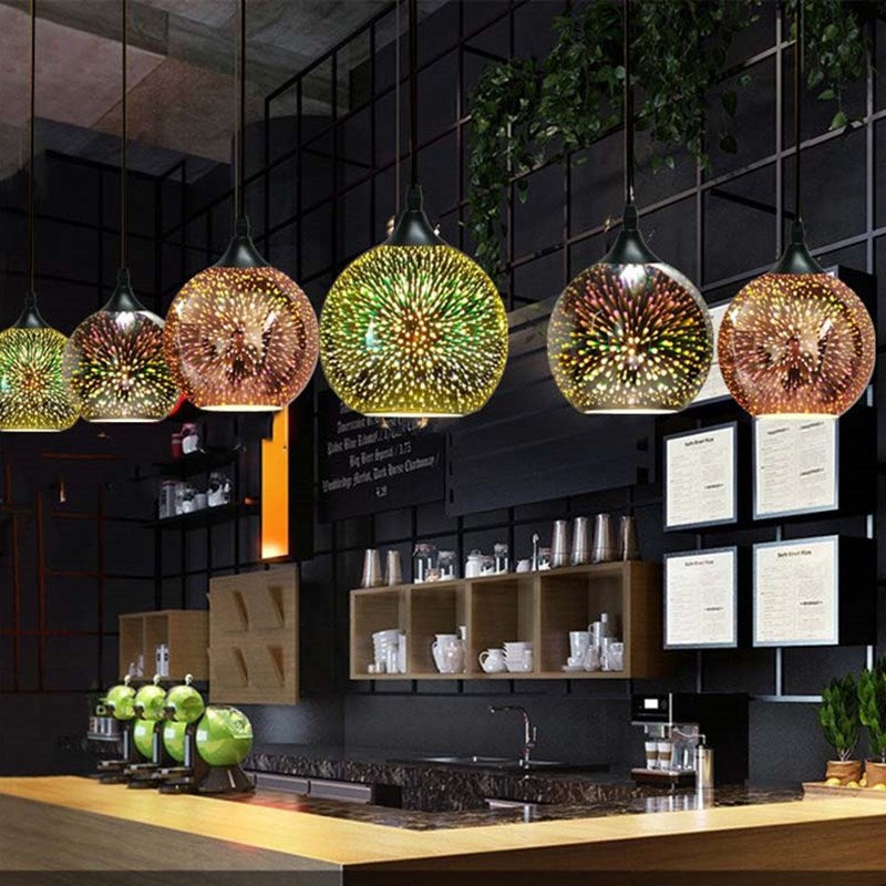 ElysianSpark 3D Creative LED Kronleuchter | 2/3 Lichter | Feuerwerksglas-Dome | Modernes Design | Stimmungslicht für Zuhause