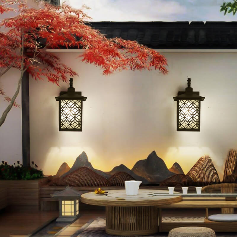 Zynthora Außenwandleuchte | Traditionelles Chinesisches Design | Verzinktes Metall | 1-flammig | Patio- und Gartenbeleuchtung