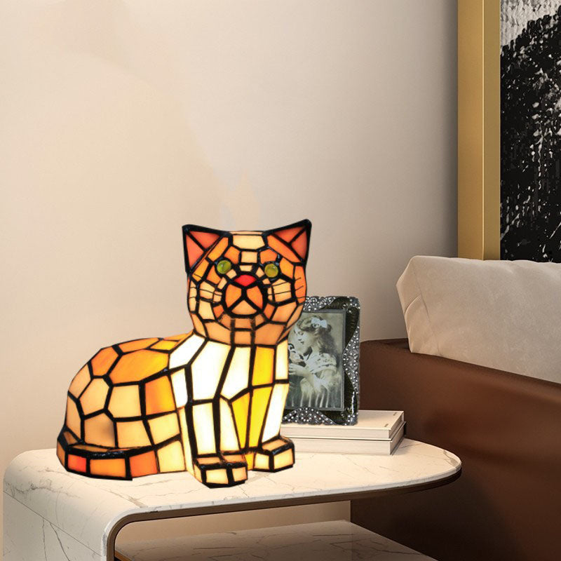 CataLume Tiffany Tischlampe | Buntglas-Design | 1-flammig | Schlafzimmer-Beleuchtung