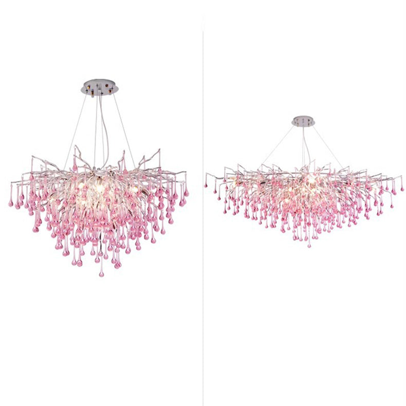 CrystalBliss Luxuriöser Kronleuchter | Glas | Aluminium | 6/8/10/14-Lichter | Zweig-Design | Perfekt für Esszimmer