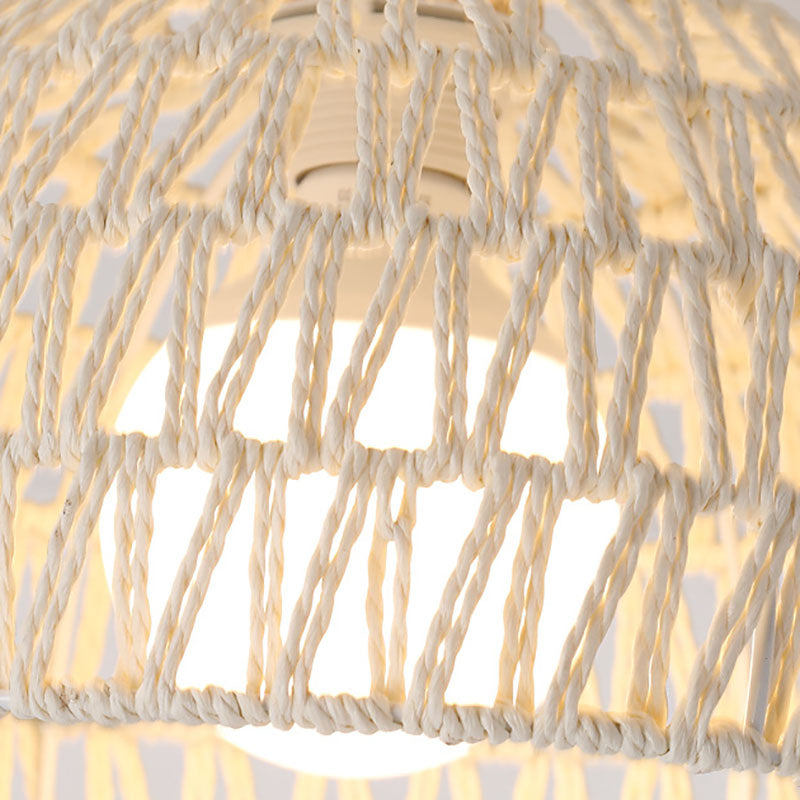 Rattana Deckenleuchte | Japanisches Design | Halbrundes Holz & Rattan | Beleuchtung für Wohnzimmer