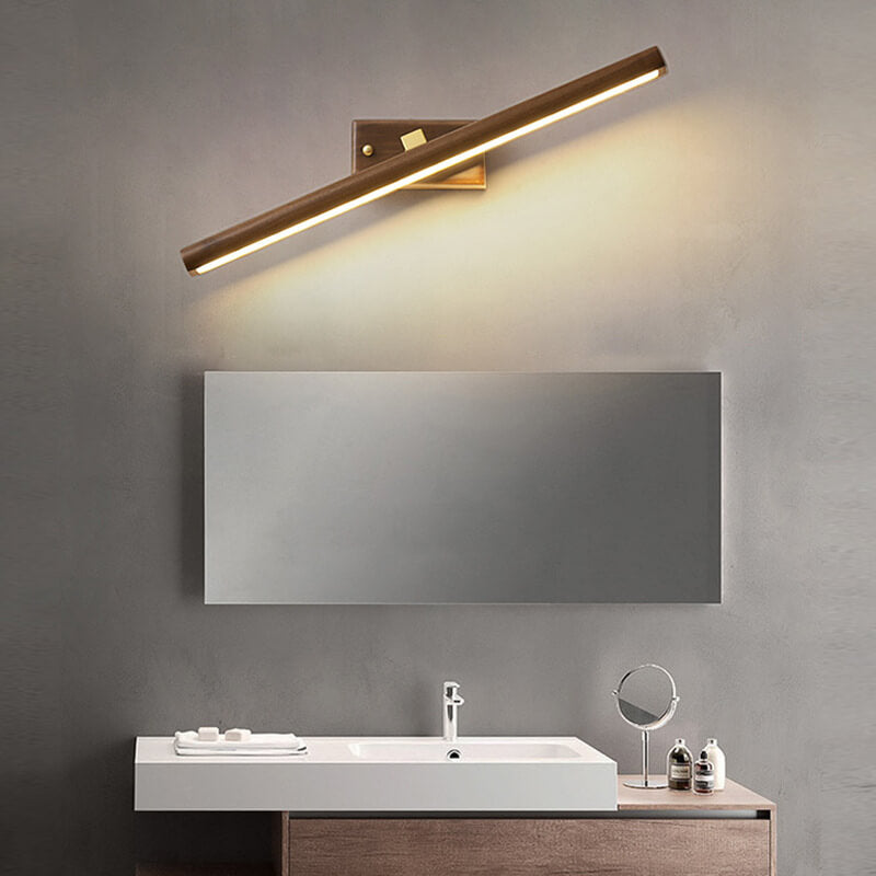 Vionova Nordic Minimalist Walnut Kupfer LED Wandleuchte | Dimmbar | Badezimmer- und Spiegelbeleuchtung | Elegantes Design