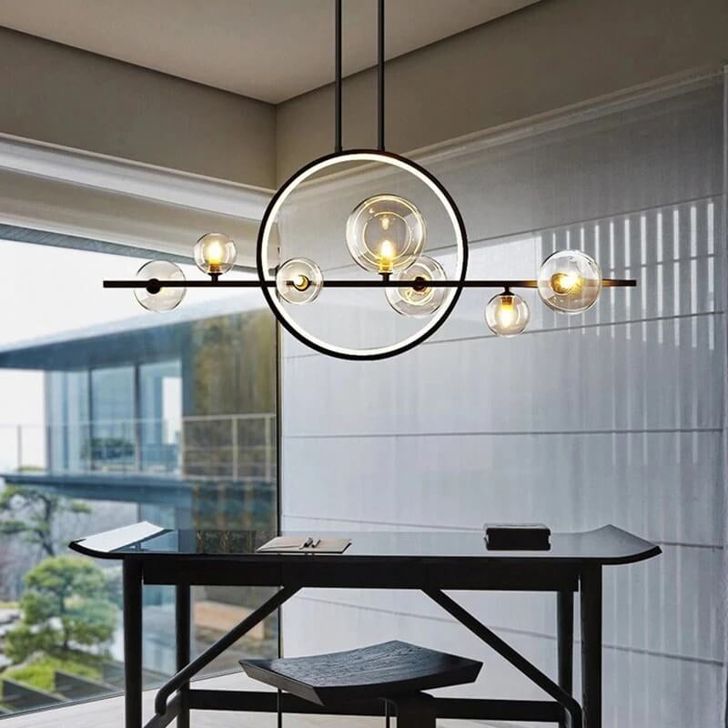 GlintSphere Elegante Glas Pendelleuchte | Magische Bohnenform | 7/10-Licht Island-Leuchte