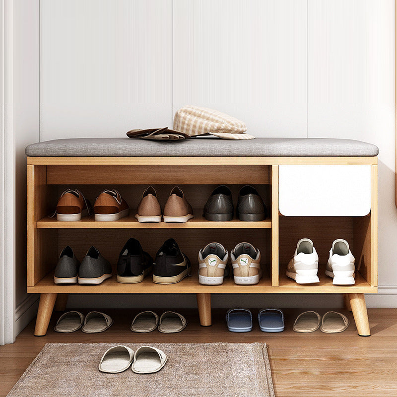 NordOrganica Schuhregal | Skandinavisches Design | Baumwolle & Leinen | Massivholz | Praktische Aufbewahrung für Eingangsbereiche