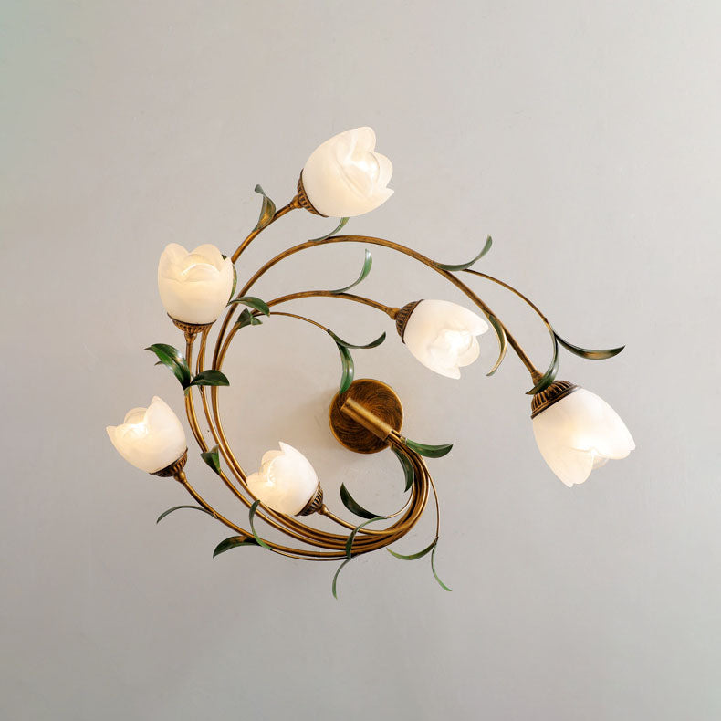 FleurLuxe Französisches Design Deckenleuchte | 6-Licht | Blumenmotiv | Für Wohnzimmer