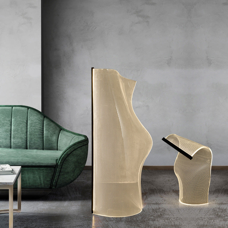 LumeCurve Stehlampe im Art-Deco-Stil | Unregelmäßige Form | Aluminium & Acryl | LED-Design für Wohnzimmer