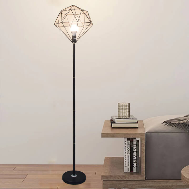 Diamoro Stehlampe | Modernes Hohldesign | Eisen in Diamantform | Stilvolle Beleuchtung für Arbeitszimmer