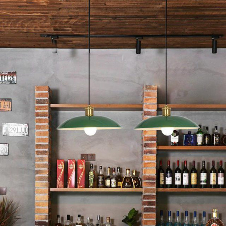 RetroDome Industrielle Vintage Pendelleuchte | Grünes Eisen-Kuppeldesign | Einzellicht | Rustikale Deckenbeleuchtung