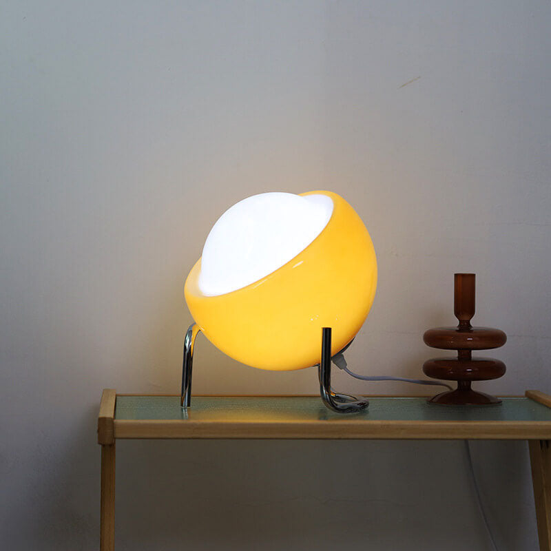 AuroraGlobe Tischlampe | Nordic Vintage Design | Orange Glas & Metall | 1-flammig