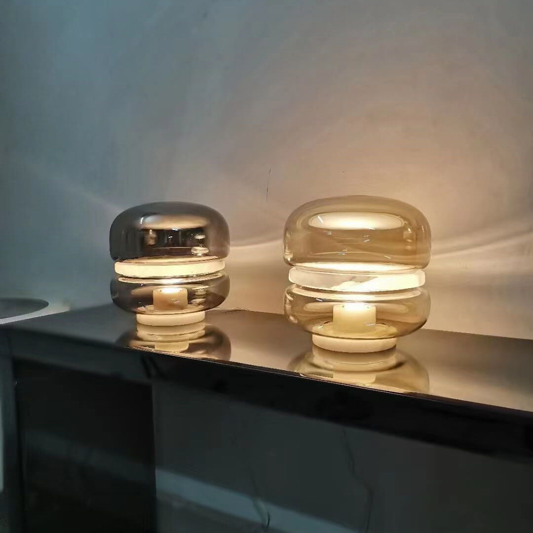 Illumivis LED Tischlampe | Klarglas & Marmor-Sockel | Luxuriöses Design | Modernes Stimmungslicht