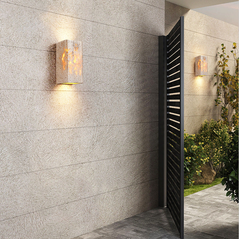 ShinariGlow Travertin LED Wandleuchte | Traditionelles Japanisches Design | Wasserdicht & Stilvoll