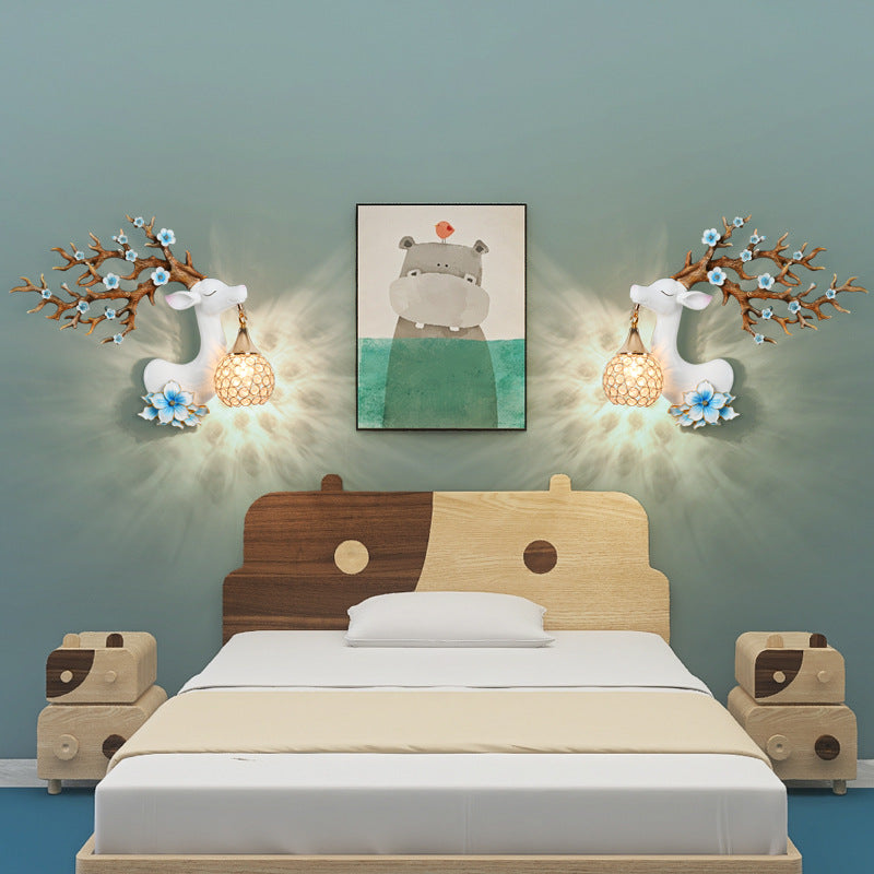 CrystaHorn Wandleuchte | Europäisches Kreatives Design | Kristallkugel-Lampenschirm | LED Wandlampe