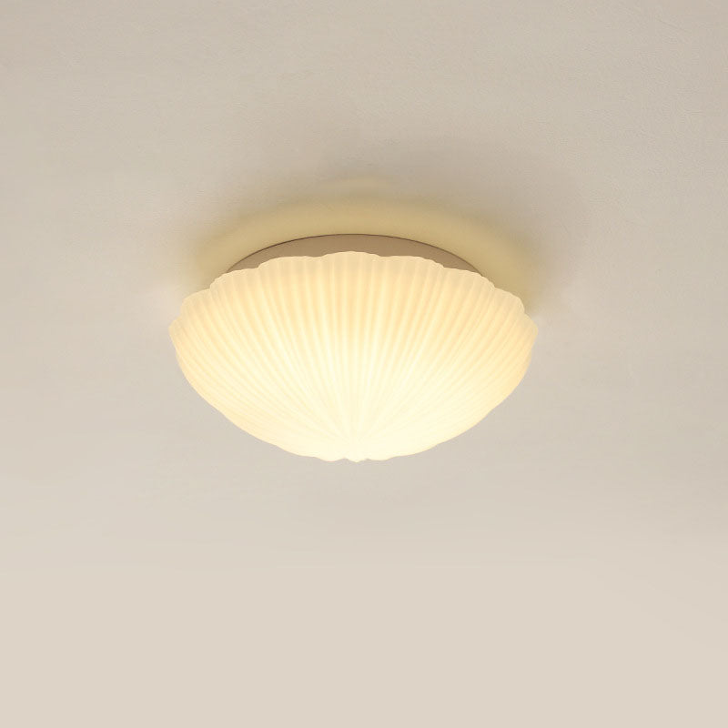 Auralis Modern French LED Deckenleuchte | Cremefarbenes Muschelgals | Flush Mount | Stimmungslicht | Deko für Zuhause