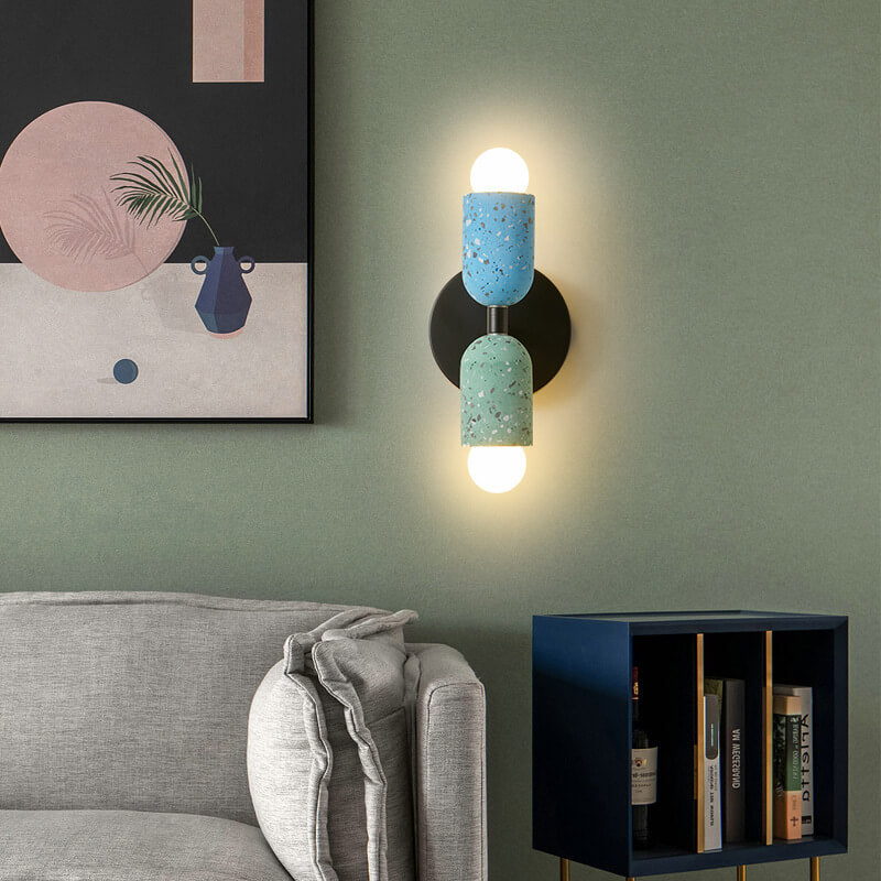 Zenolux Japanisches Wabi-Sabi Design Wandleuchte | Eisen & Zement | 2-Licht Lampe | Perfekt für moderne Innenräume