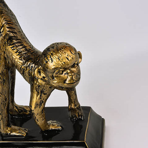 MonkeyLume Vintage Tischlampe | Kreatives Harz-Design | Kegelförmiger Glasschirm | 1-Licht Deko Lampe