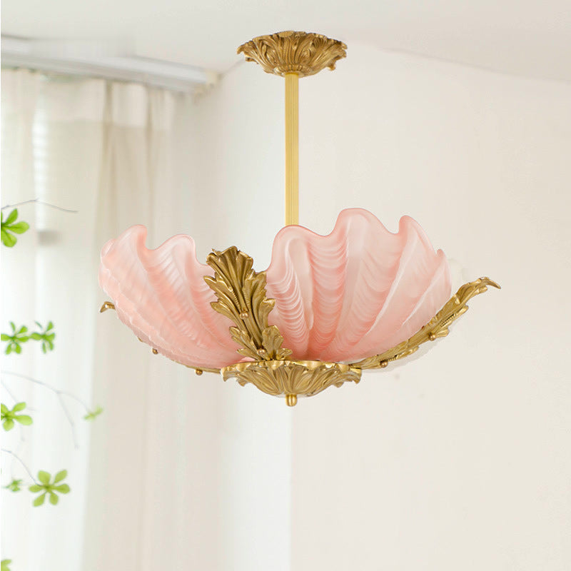 ShellLux Kronleuchter im Art-Deco-Stil | Muschelform mit Messingrahmen | 3/4 Lichter | Für Wohnzimmer