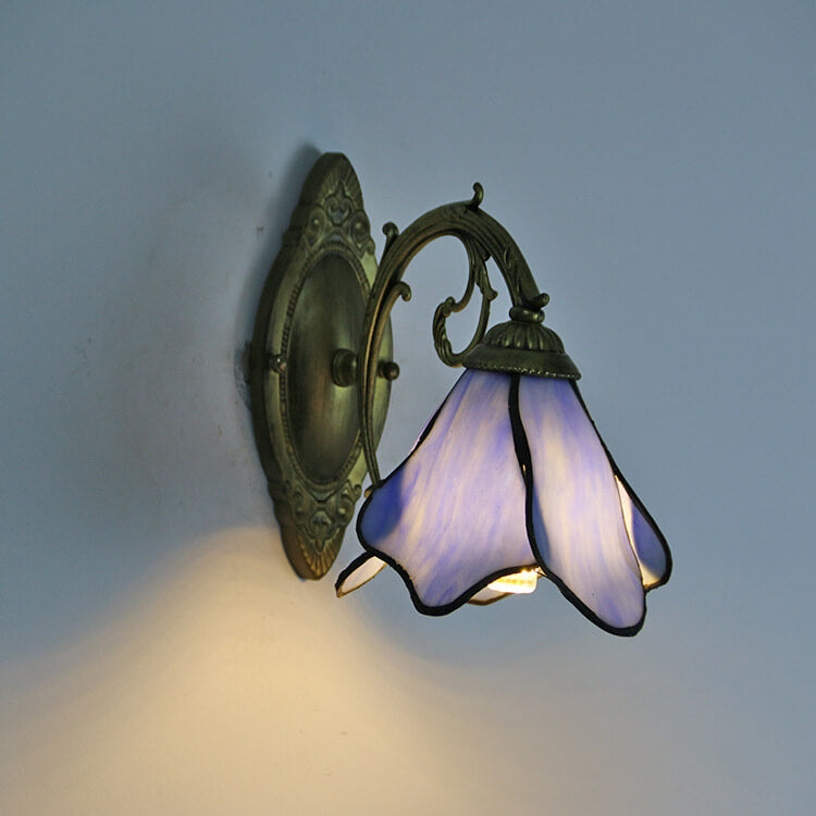 TiffanyBloom Vintage Glas Wandlampe | Buntglas | Einzigartiges Design | Beleuchtung für Zuhause