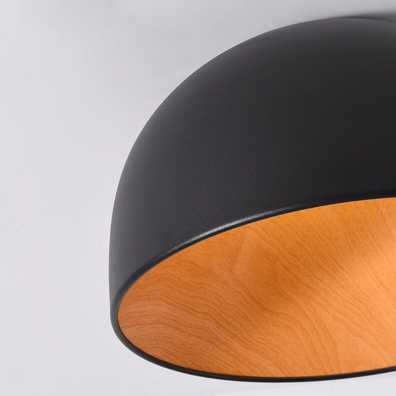 WoodAura Minimalist LED Deckenleuchte | Holzschale | Eisen | Flach- & Schrägdesign | Warmes & Weißes Licht | Modern & Stilvoll