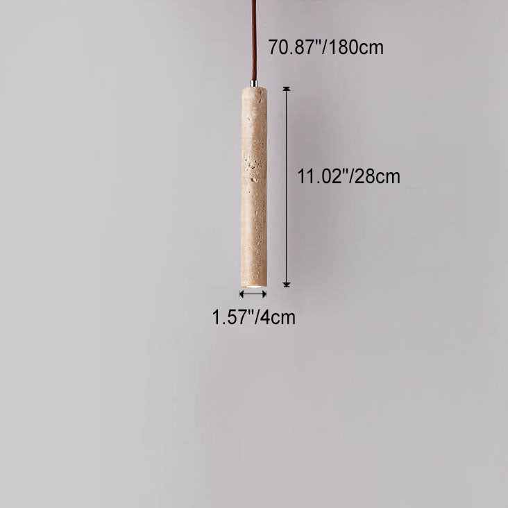 Travivo Wabi-Sabi Travertin Pendelleuchte | Japanisches Design | Elegante Zylinderform | Stimmungsvolle Beleuchtung