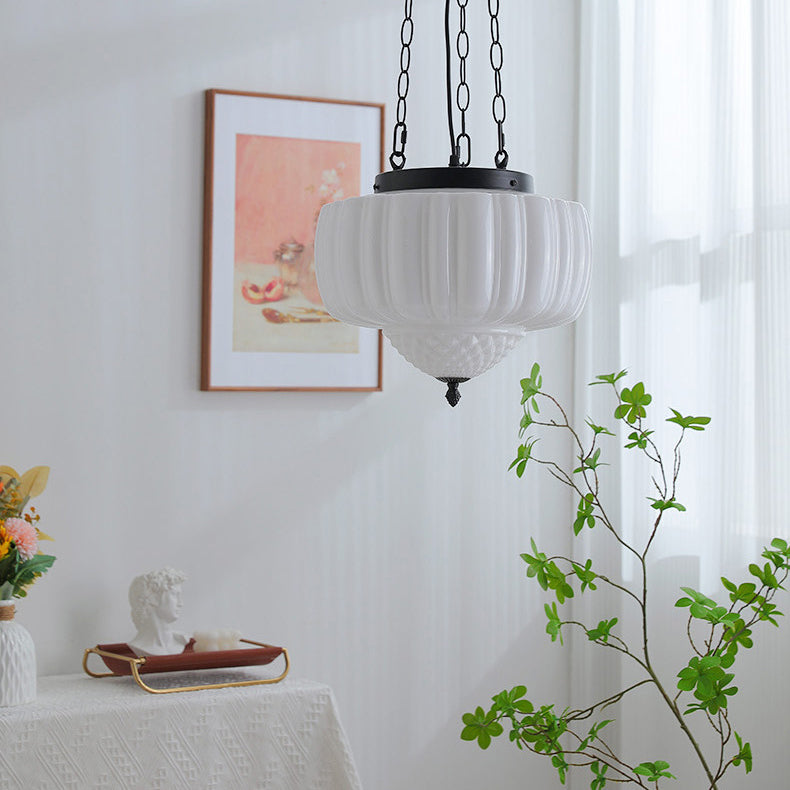 Creamora Pendelleuchte | Modernes Laternen-Design | Eisen & Glas | 3-flammige Beleuchtung für Wohnzimmer