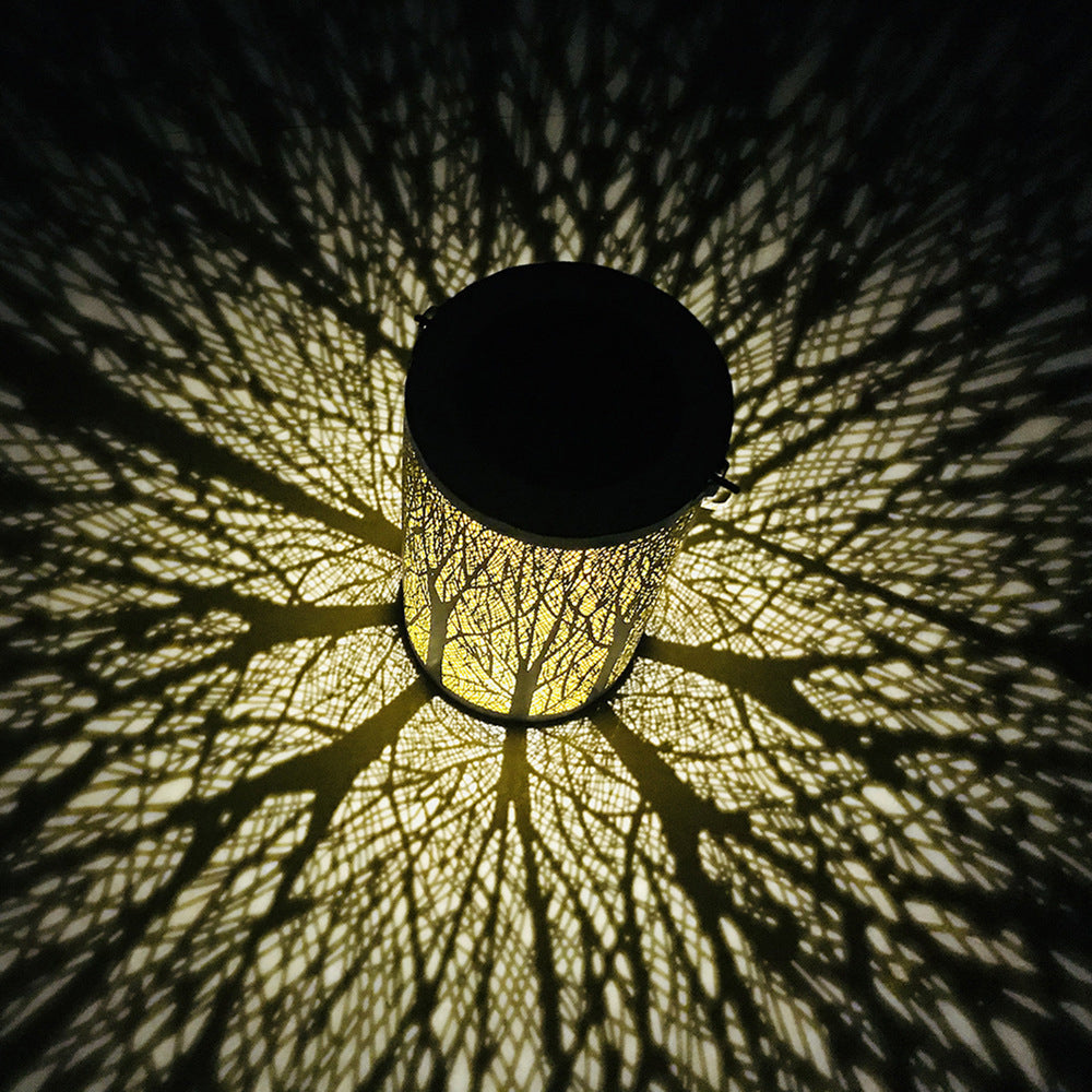 Lantura Art Déco Solar-Laterne | Zylinder-Design | Eisen & LED | Gartenbeleuchtung