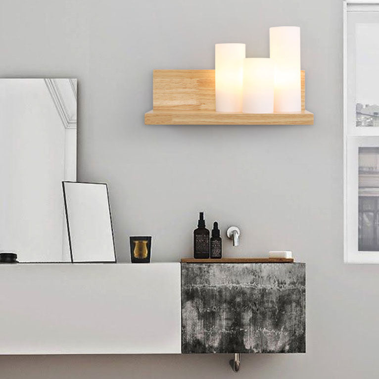 ZenCylin Wandlampe | Japanisches Minimalistisches Design | Holz & Glas | 1-Licht